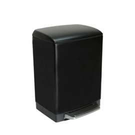 Lixeira Moderna Retangular Slim Matte C/Pedal Preta 6L