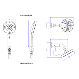 Chuveiro Flex Plus Redondo de Parede 126mm c/Desviador - Cromado