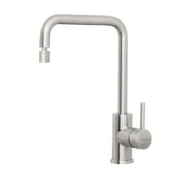 Monocomando Tramontina Angolare em Aço Inox com acabamento Scotch Brite e Bica Articulada