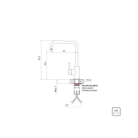 Monocomando Tramontina Angolare em Aço Inox Gold com Bica Articulada com Revestimento PVD