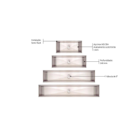 Canal Organizador em Aço Inox Tramontina para Sobrepor com Acabamento Scotch Brite 45x18 cm