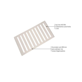Escorredor Tramontina em Aço Inox com Acabamento Scotch Brite para uso no Canal Organizador