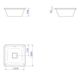 Cuba de Embutir Quadrada 30cm - Branco