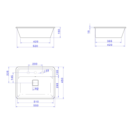 Cuba de Embutir Retangular com Mesa 50cm - Soft Antracite